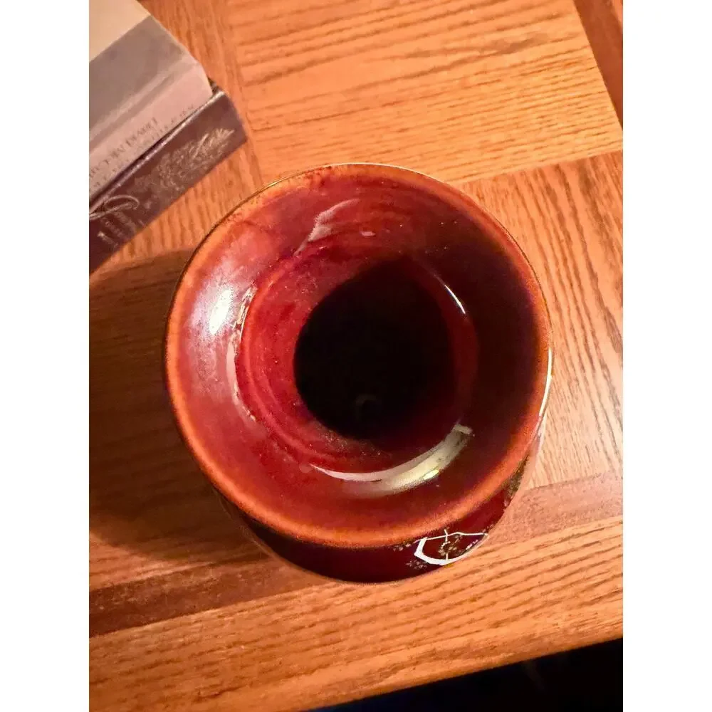 Vintage Maroon Peacock Vase - Japanese Chinoiserie Style - Picture 5 of 7